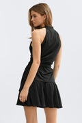 Sheer wrap dress - Black dot