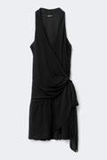 Sheer wrap dress - Black dot