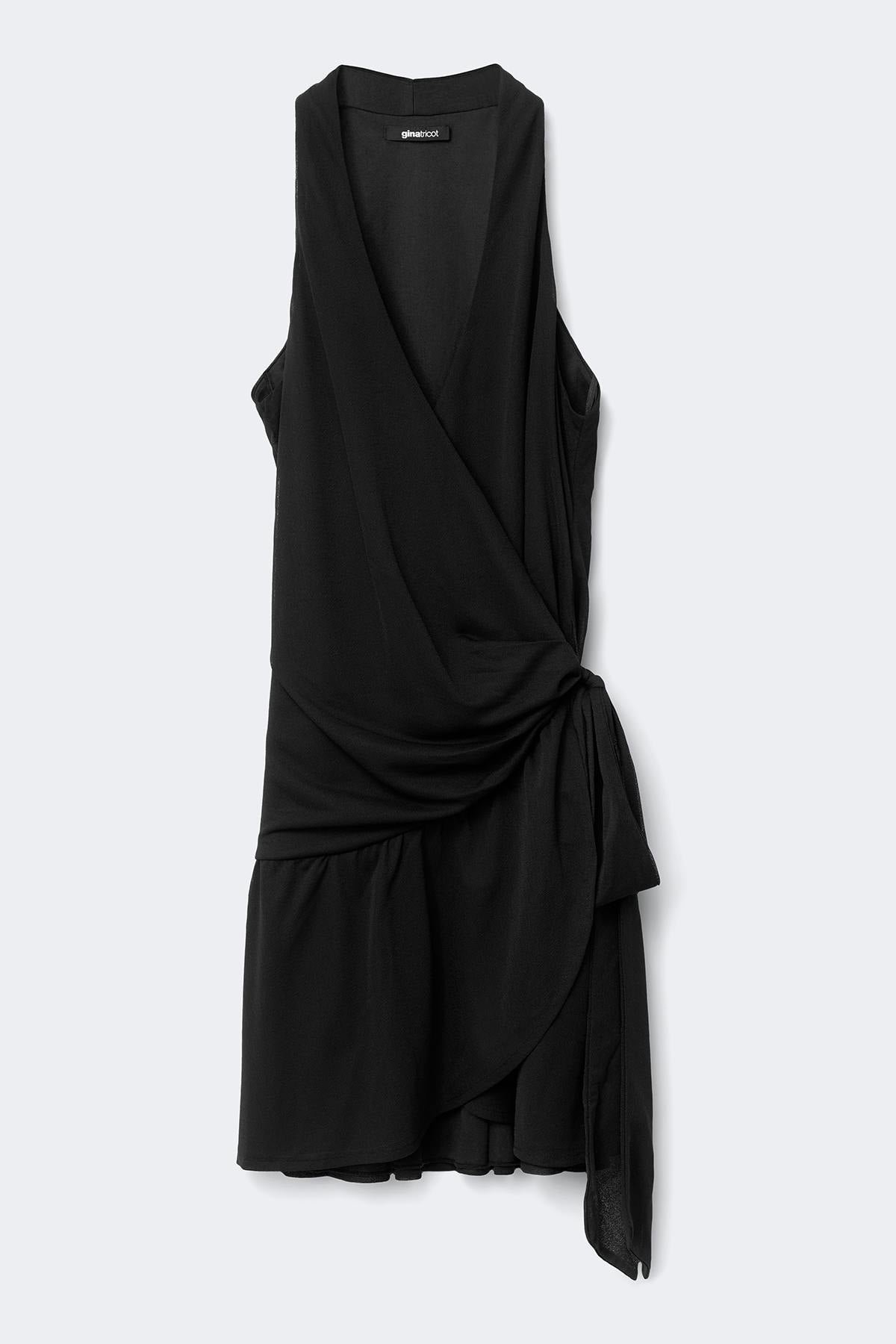 Sheer wrap dress - Black dot