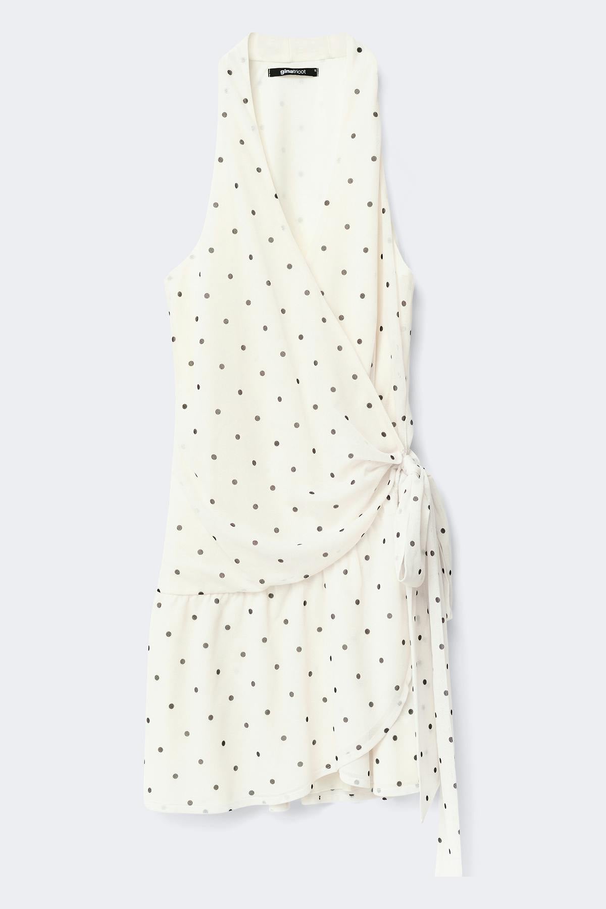 Sheer wrap dress - Black dot