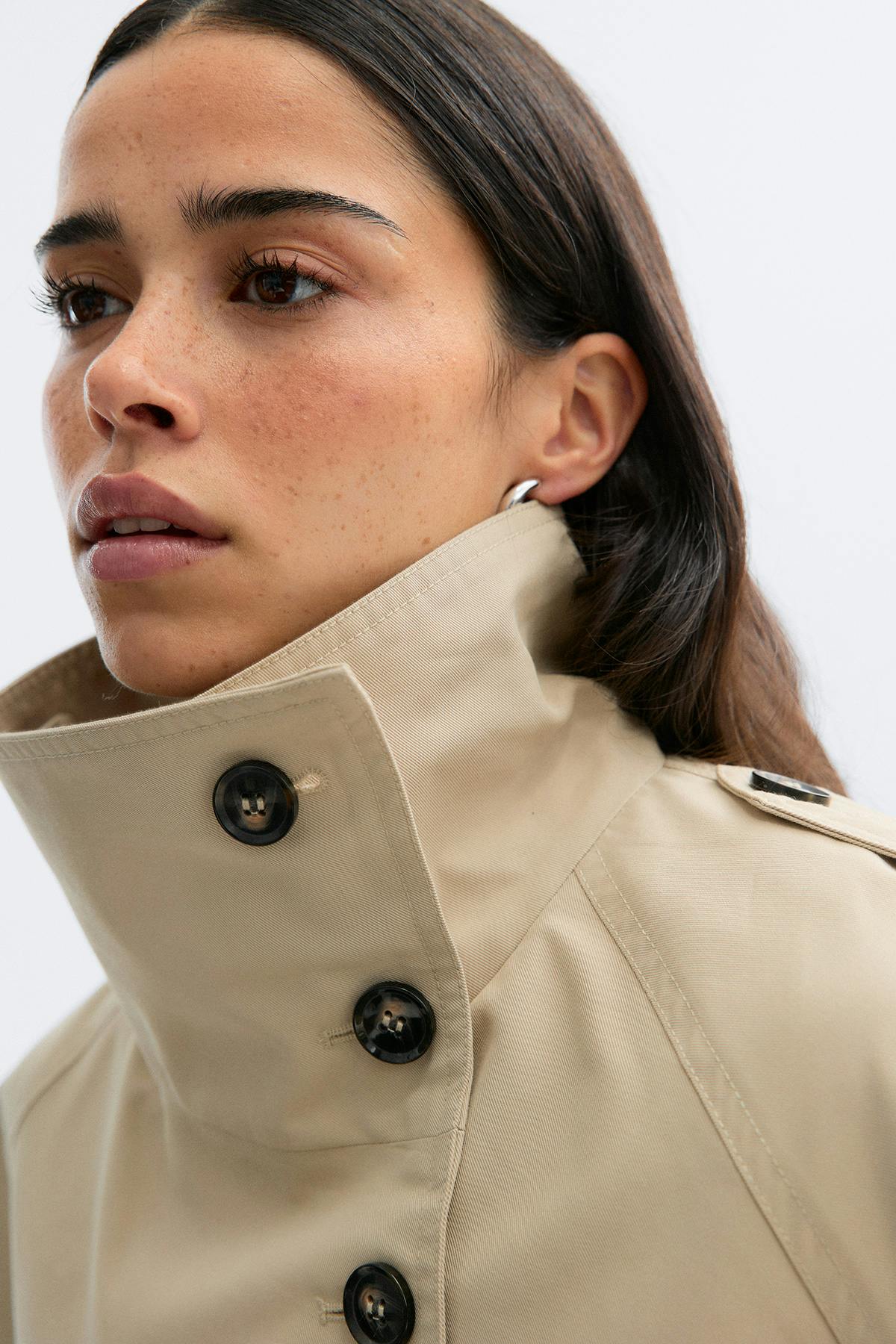 High neck trench jacket - Beige
