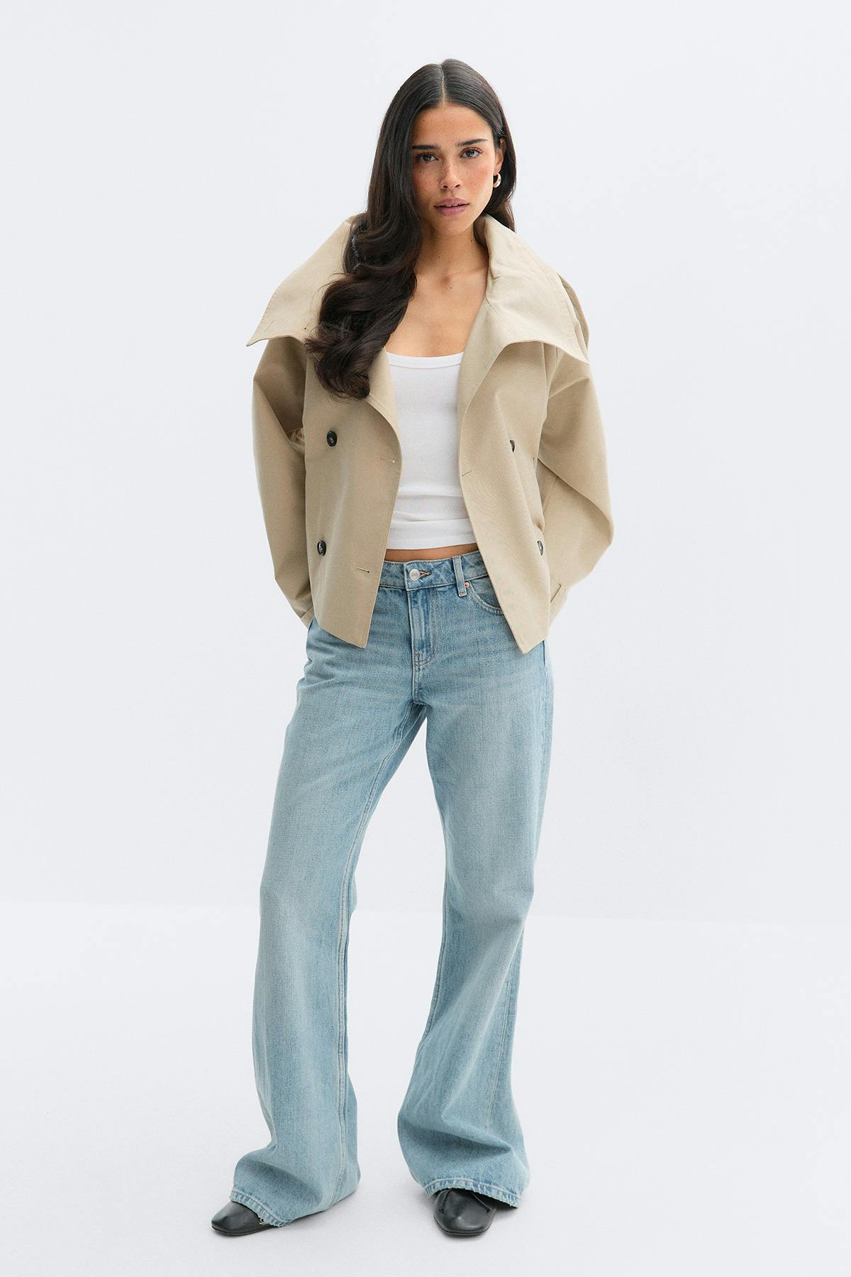 High neck trench jacket - Beige