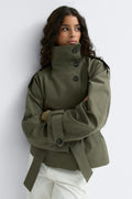 High neck trench jacket - Khaki green