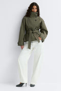 High neck trench jacket - Khaki green