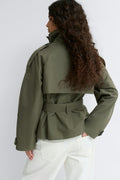 High neck trench jacket - Khaki green