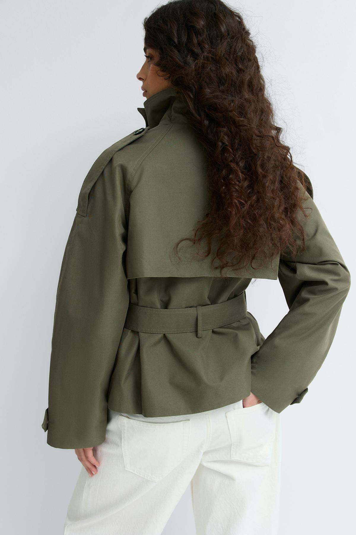 High neck trench jacket - Khaki green