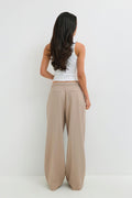 Mid waist belted trousers - Beige