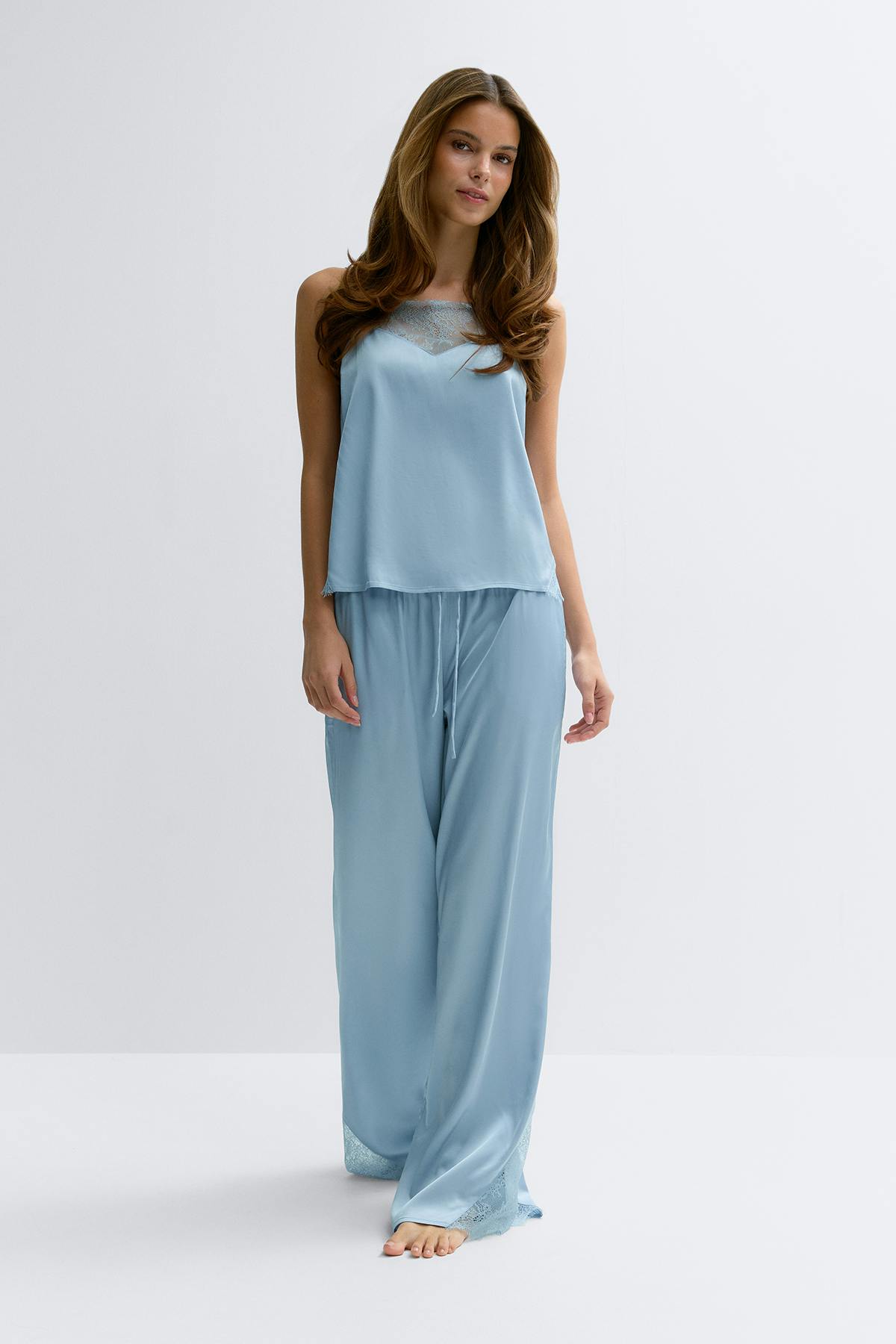 Satin loungewear trousers - Blue night