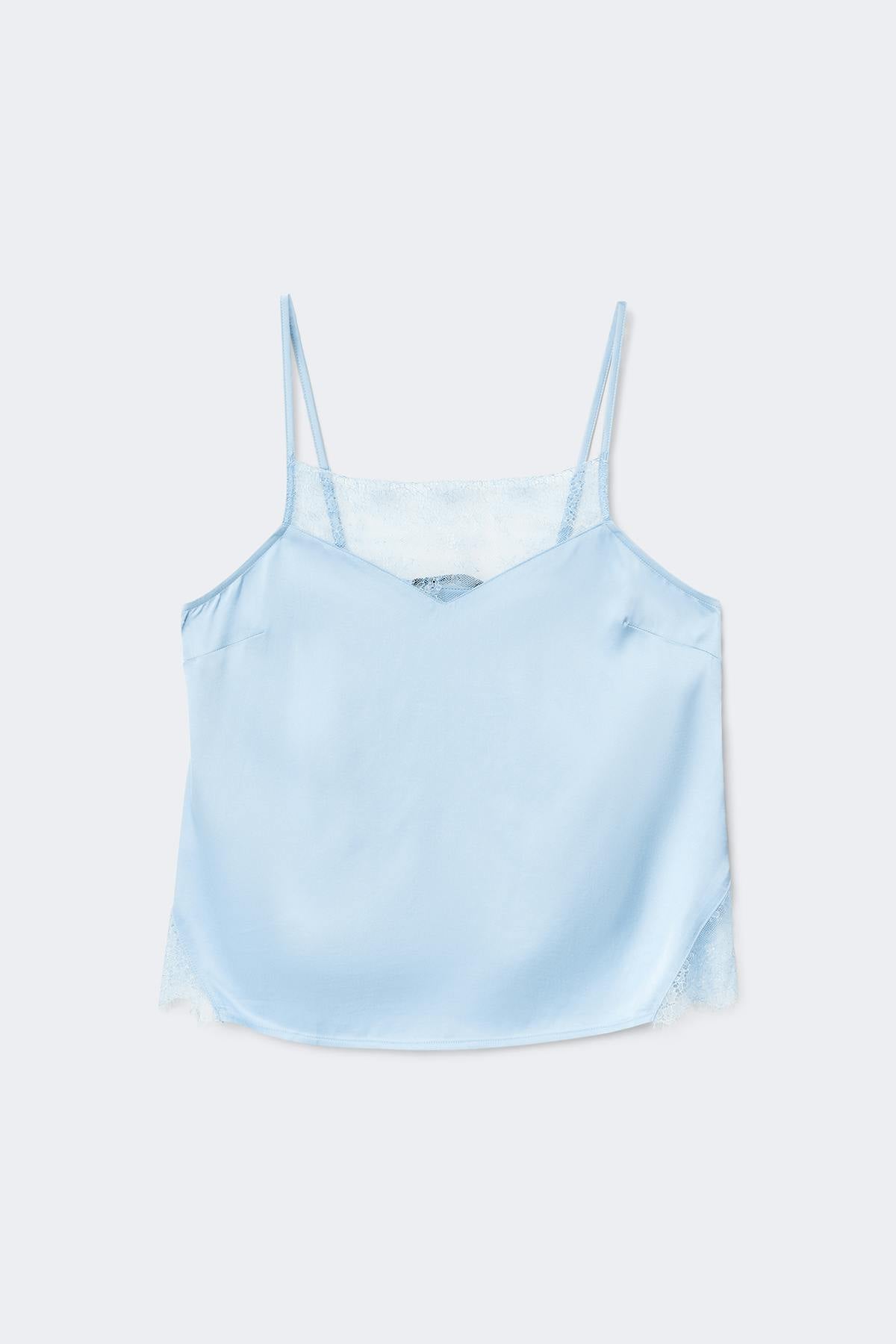 Satin loungewear singlet - Blue night