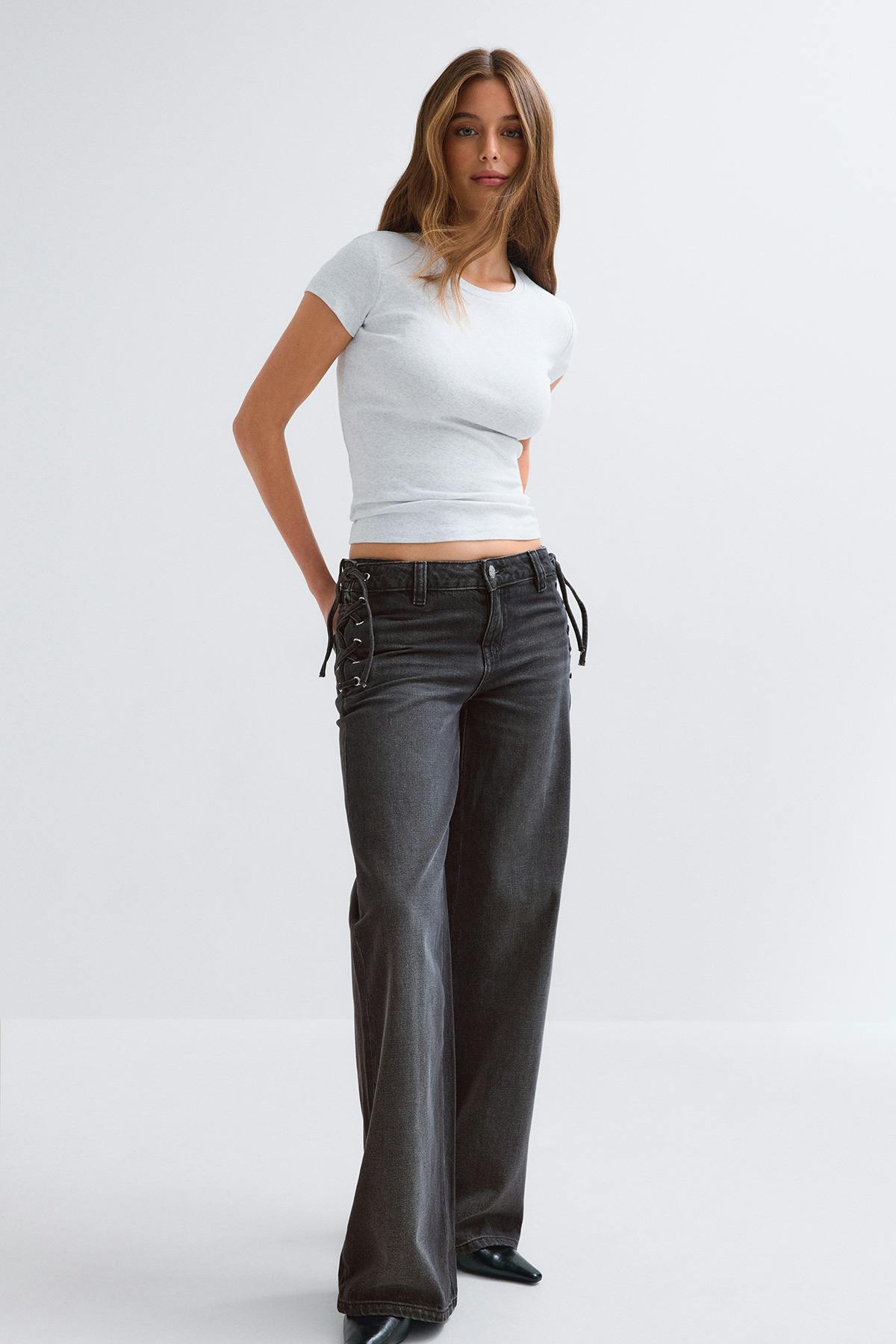 Tied up loose jeans - Bleu foncé