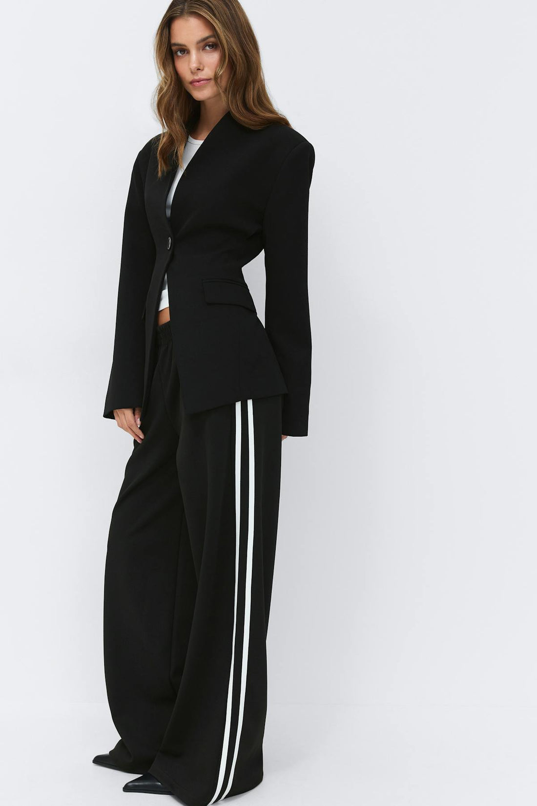 Sporty wide trousers - Noir