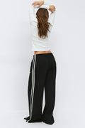 Sporty wide trousers - Noir