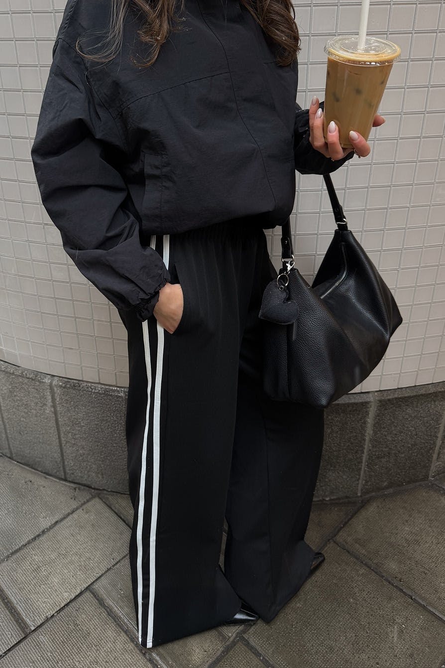 Sporty wide trousers - Noir