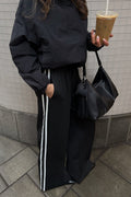 Sporty wide trousers - Noir
