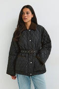 Quilted belted jacket - Noir
