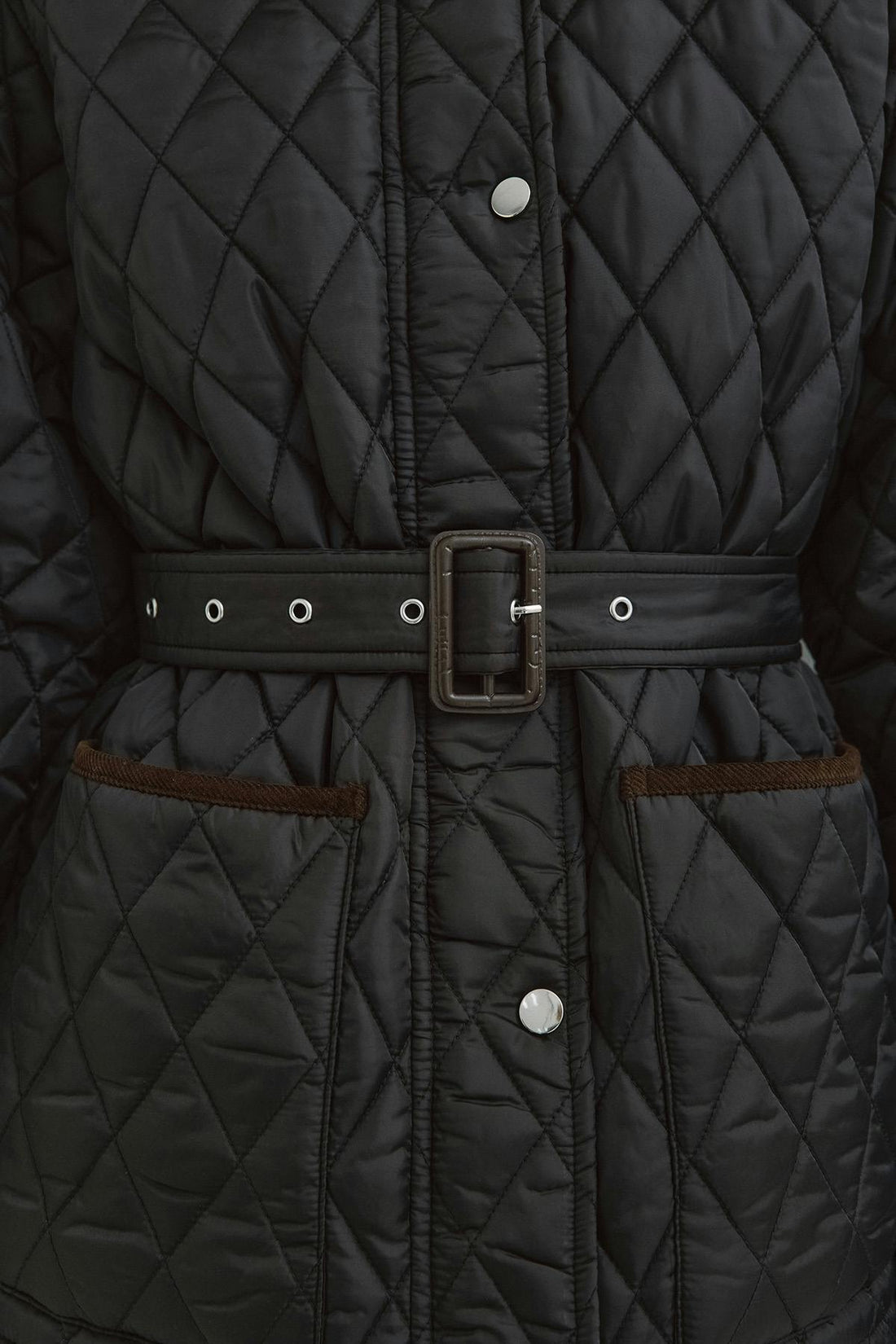 Quilted belted jacket - Noir