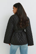 Quilted belted jacket - Noir