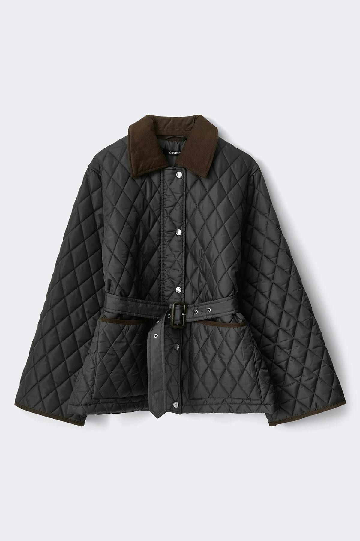 Quilted belted jacket - Noir