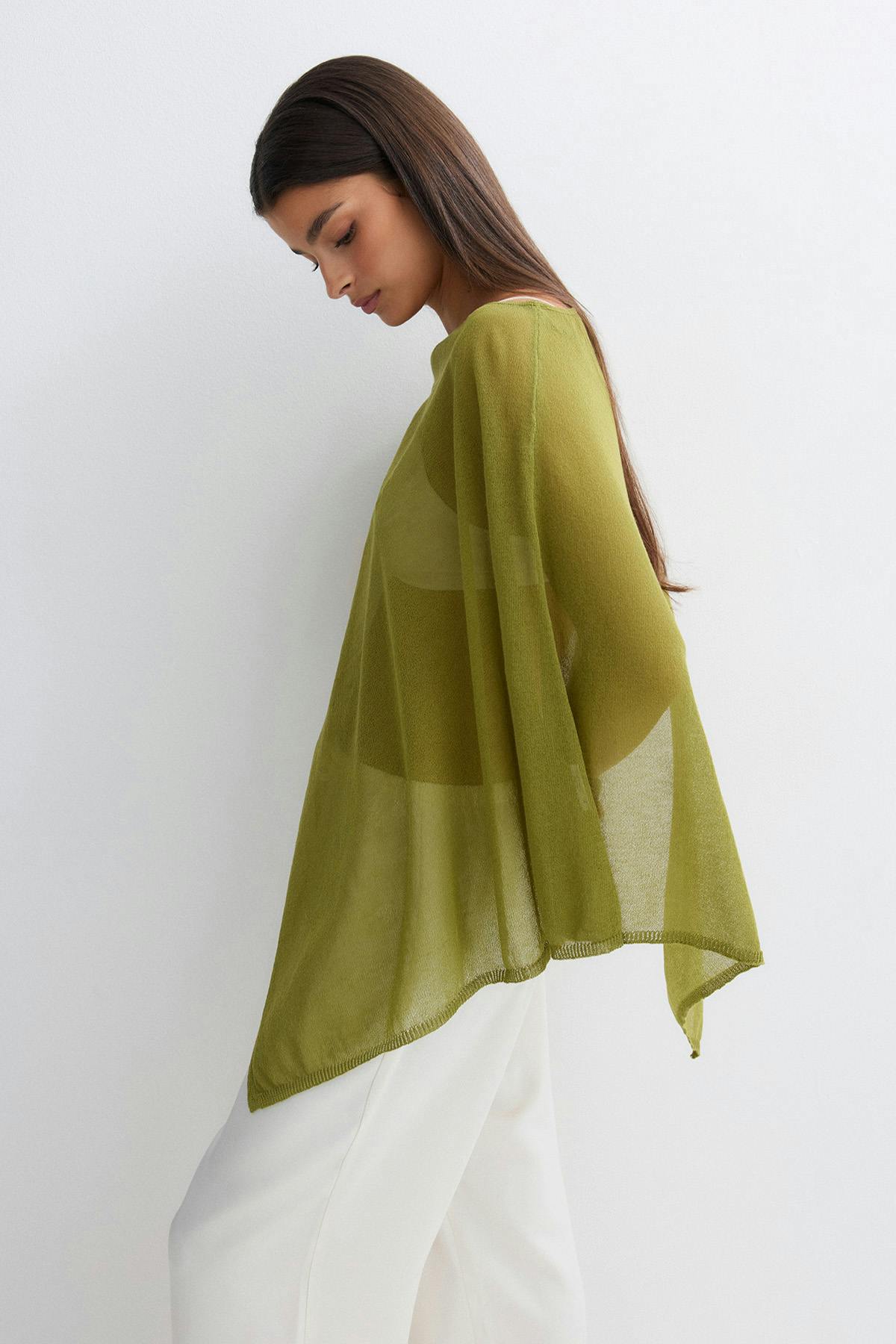 Knitted cape top - Merock/olive