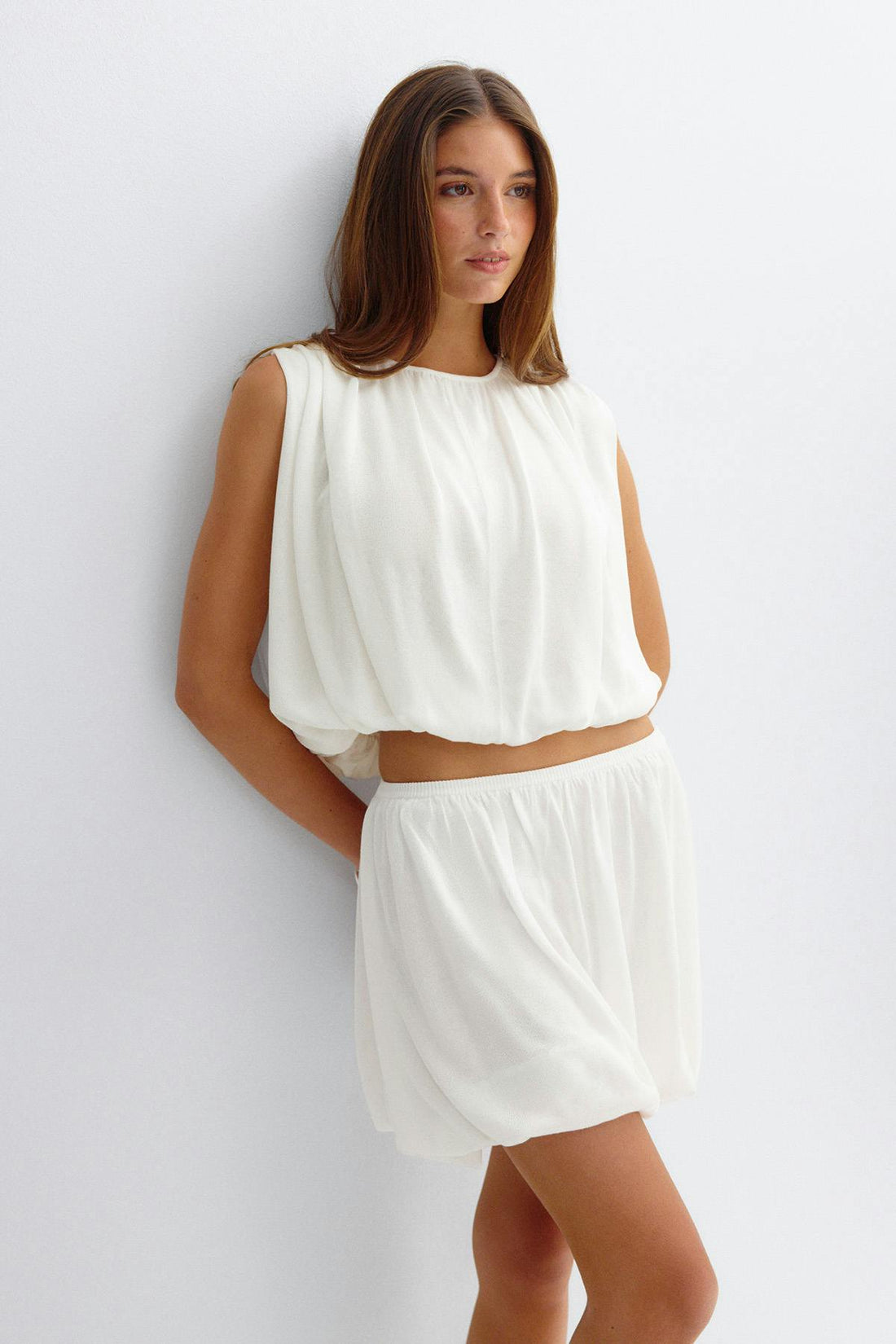 Bubble hem knitted skirt - Gardenia