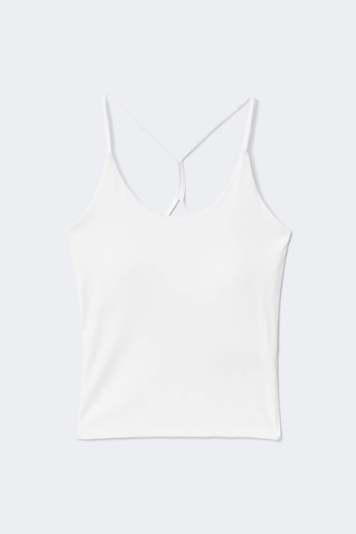Detailed back yoga singlet - Blanc cassé