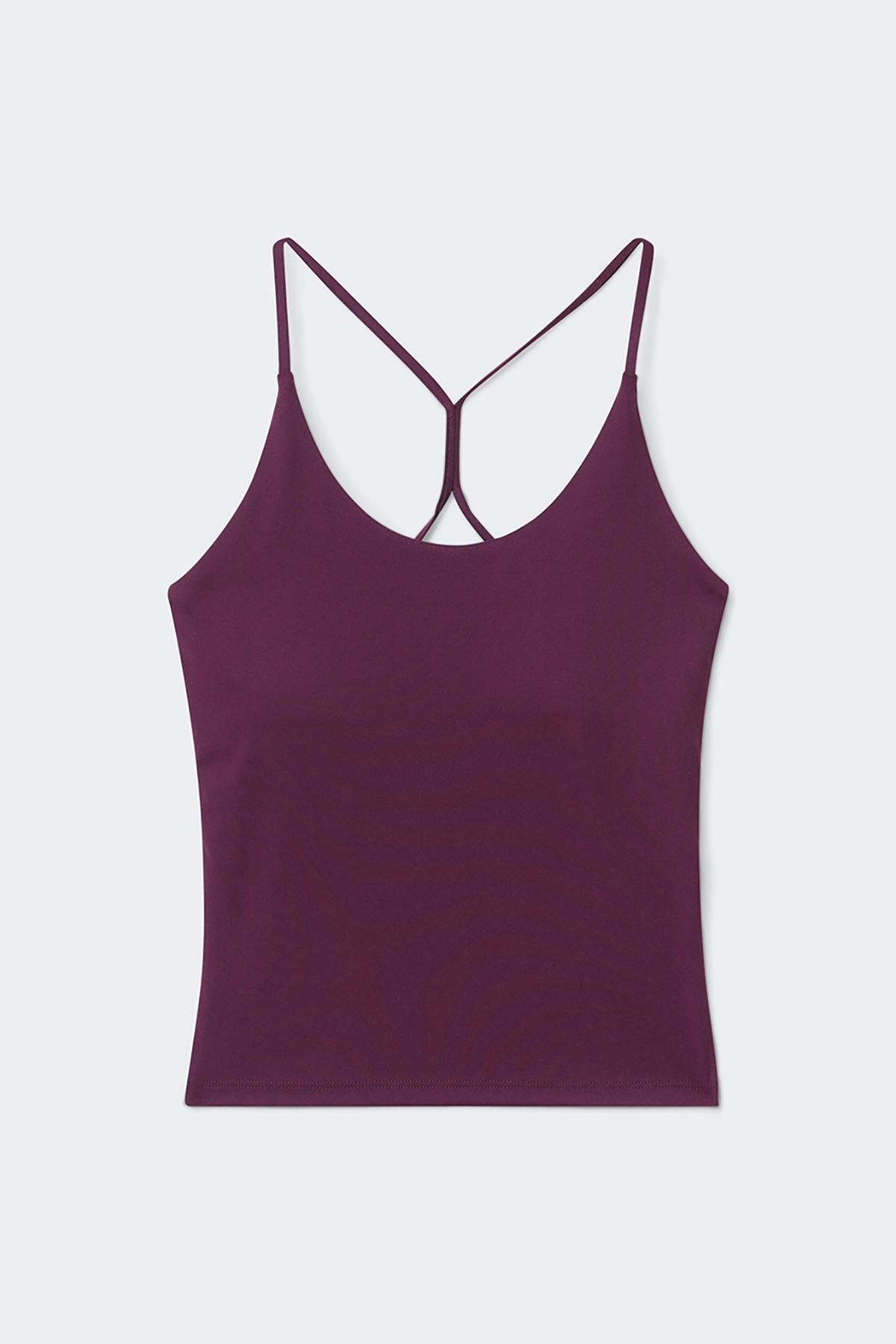 Detailed back yoga singlet - Chocolate plum