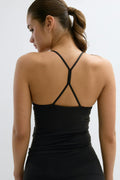 Detailed back yoga singlet - Noir