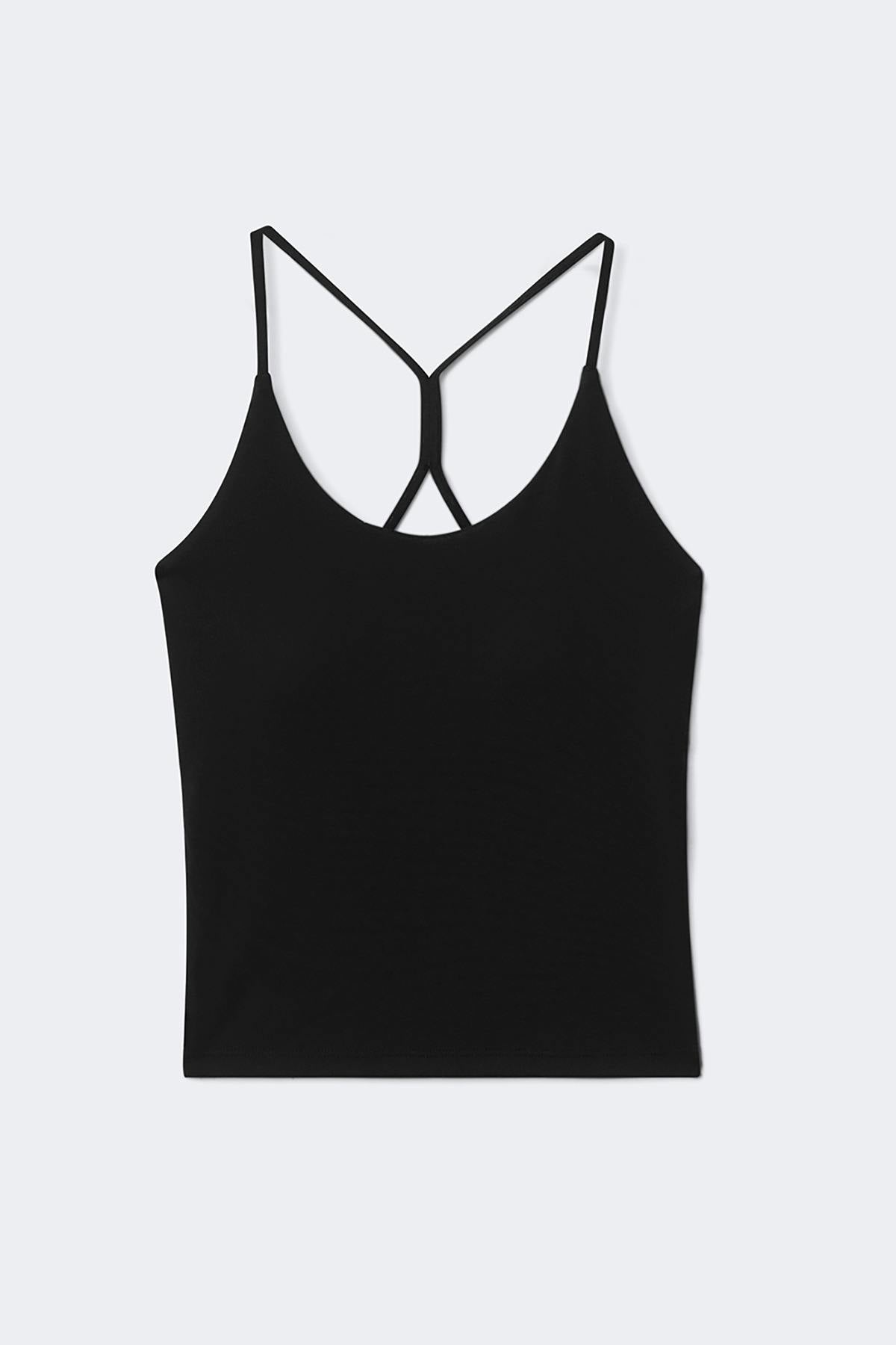 Detailed back yoga singlet - Noir