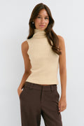 Sleeveless knitted top - Vanilla
