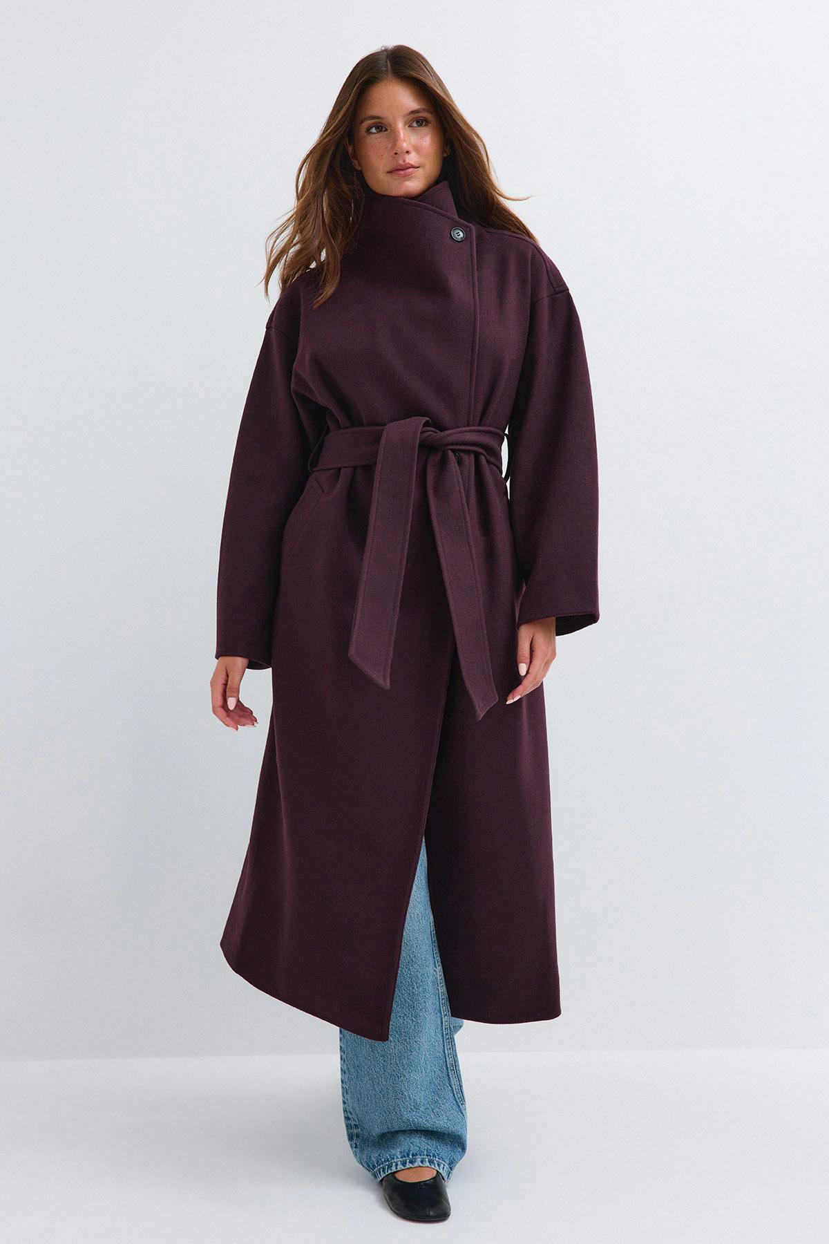 High neck coat - Noir