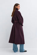 High neck coat - Deep plum