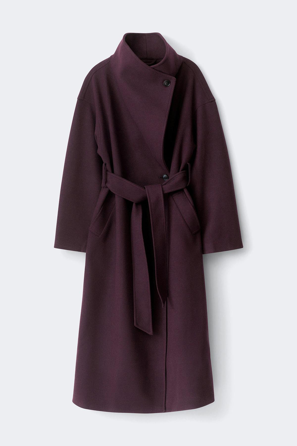 High neck coat - Deep plum