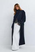 High neck coat - Bleu marine