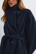 High neck coat - Bleu marine