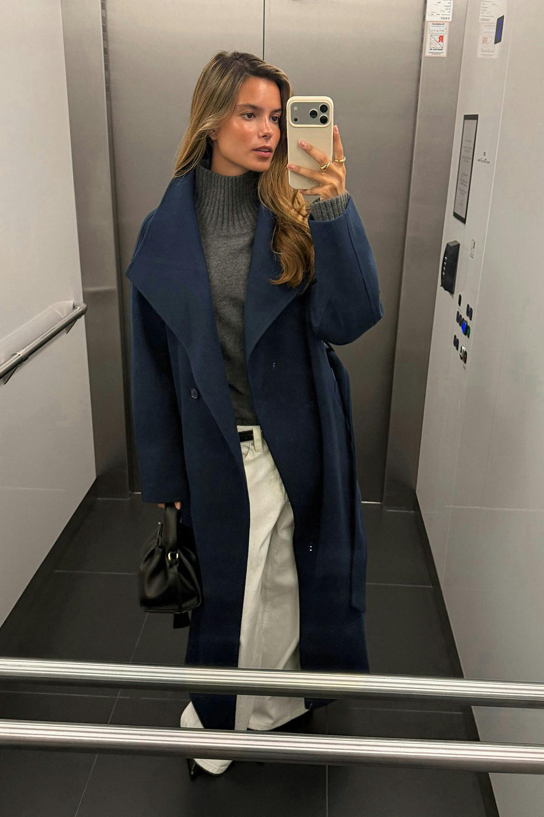 High neck coat - Bleu marine