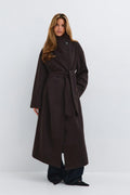 High neck coat - Marron foncé