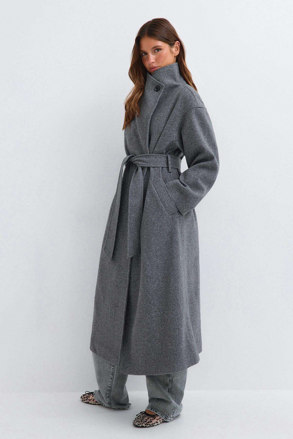High neck coat - Gris