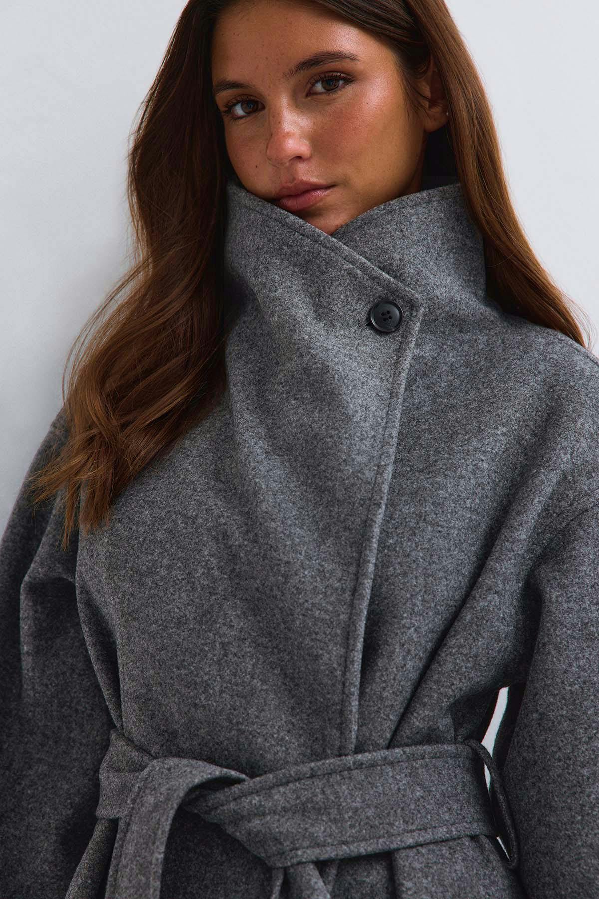 High neck coat - Gris