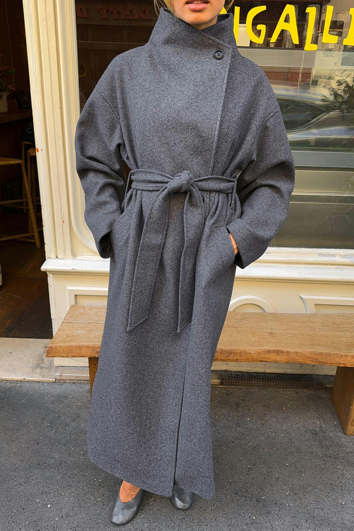 High neck coat - Bleu marine