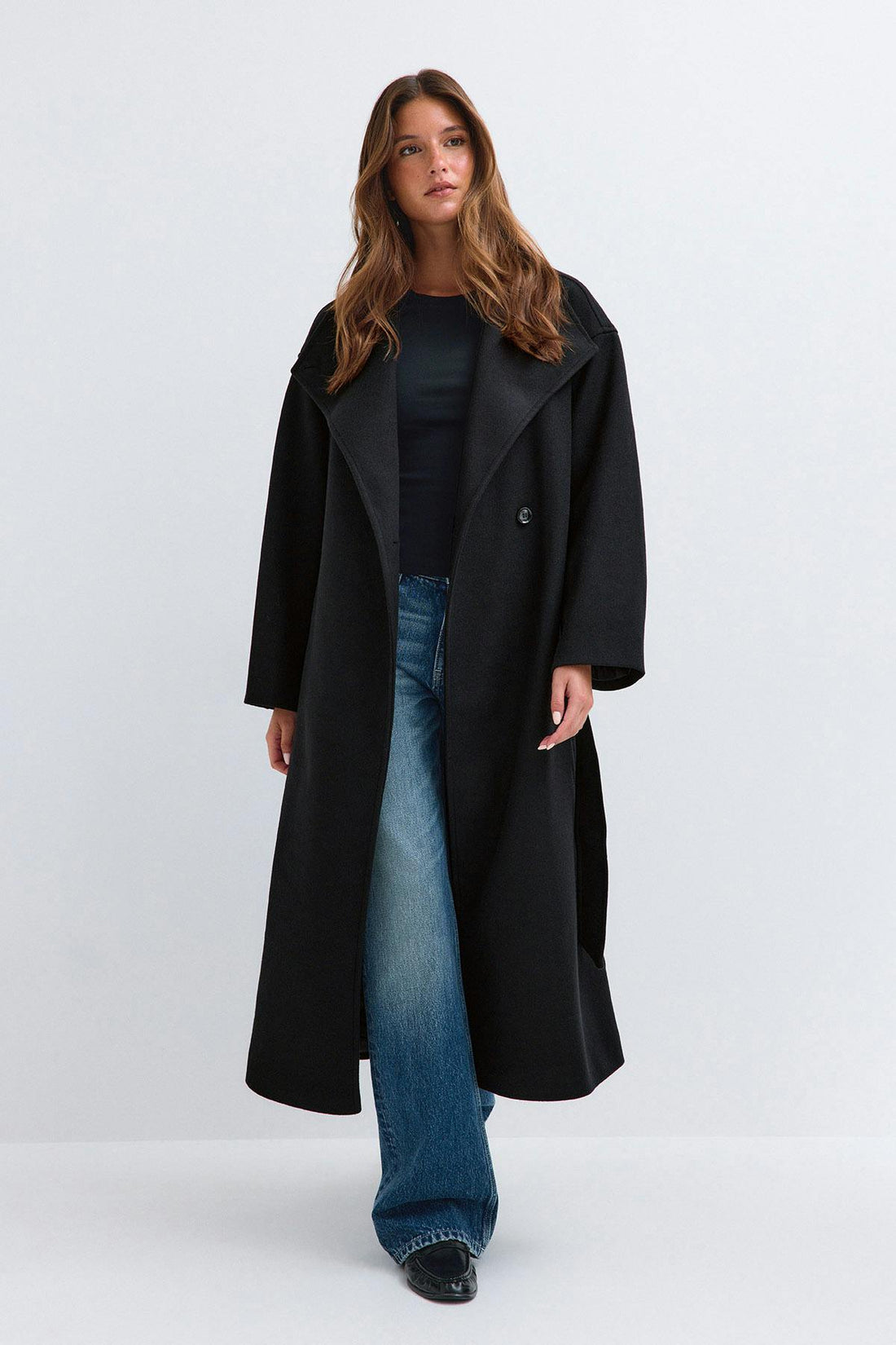 High neck coat - Noir