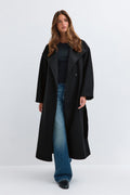 High neck coat - Noir