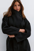 High neck coat - Noir