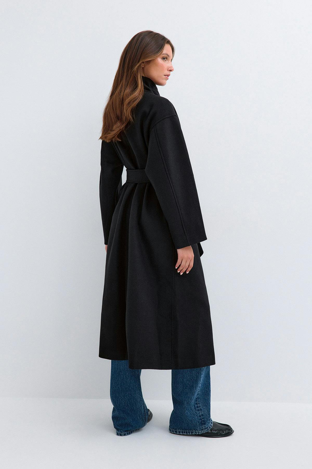 High neck coat - Noir