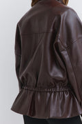 Frill pu jacket - Deep plum