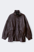 Frill pu jacket - Deep plum