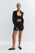 Soft folded yoga shorts - Noir