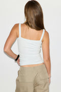 Tight fit rib singlet - Brown/blue stripe