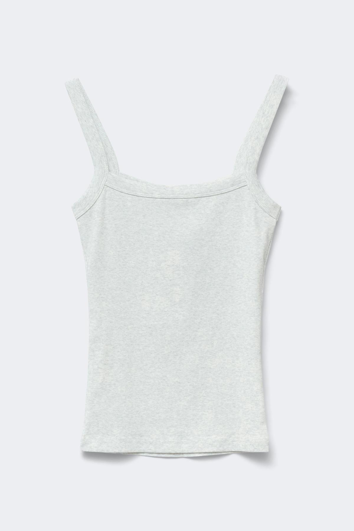 Tight fit rib singlet - Brown/blue stripe