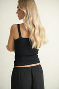 Tight fit rib singlet - Beige melange