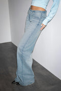 Waist flip wide jeans - Vintage blue